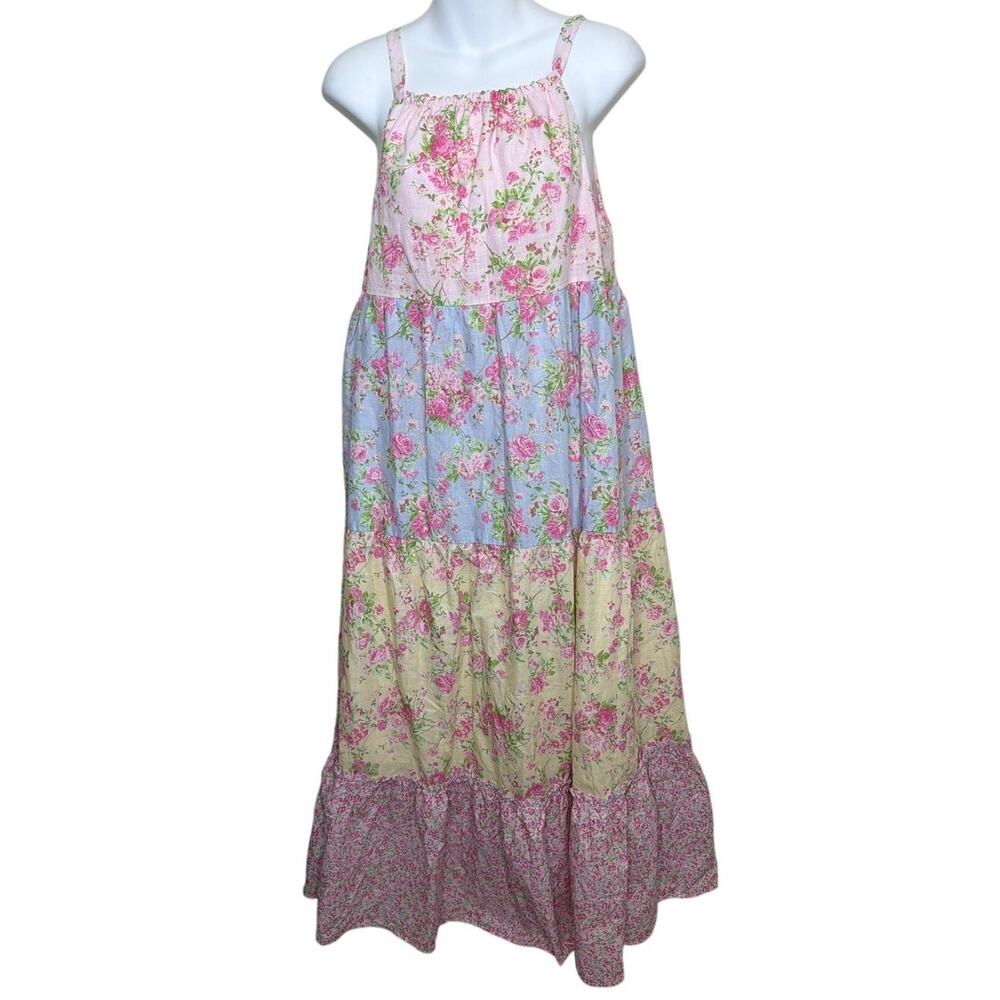 Simply Shabby Chic Tiered Floral Maxi Dress Patchwork Cottagecore Medium NWT